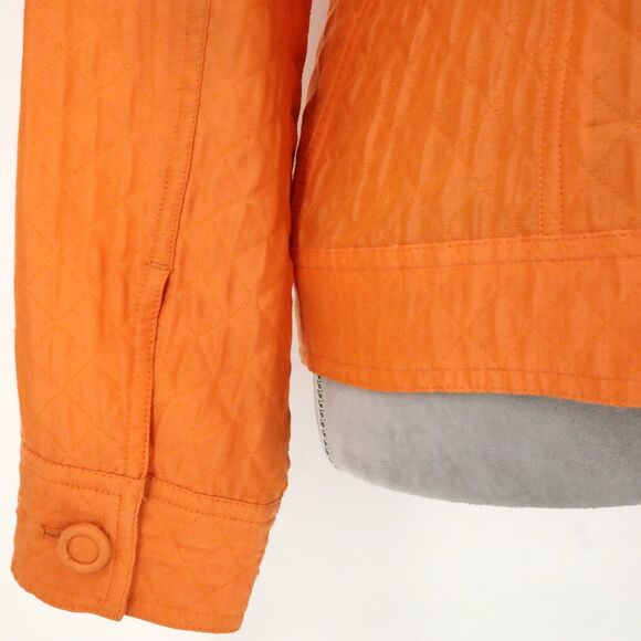 Chicos Jacket 1 Womens Medium 8 Orange Embroidered Floral Blazer Pockets Career - Picture 12 of 15